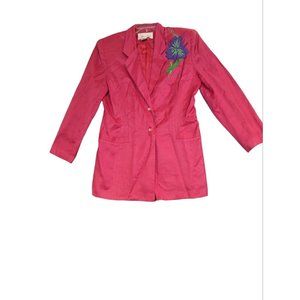 Deborah Laws Collection Blazer Vintage Pink Floral Size 8